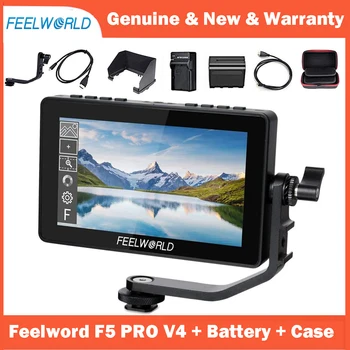 FEELWORLD F5 V4 PRO 6-Инчов Сензорен Екран на 3D LUT DSLR Камера Поле Монитор с комплект външно захранване F970 4K, HDMI Вход Изход