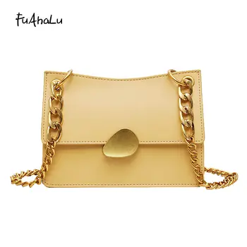 FuAhaLu благородна малка чанта, дамска чанта, нова чанта в корейски стил с веригата, чанта на рамото, модерна чанта-месинджър, малка чанта с капак