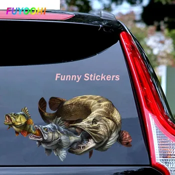 FUYOOHI Забавни Стикери Външни Аксесоари Asome Fish Художествена Украса на Колата Стикер Пътен под Наем Стикер