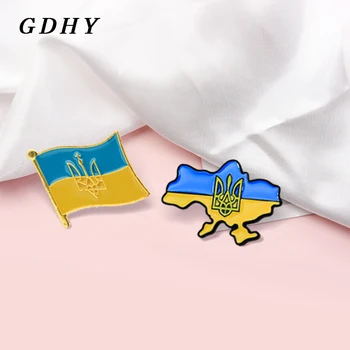 GDHY Знаме на Украйна Эмалевые Игли С Емайл Национална Емблема на Украйна е Националното Цвете на Украинската Карта Флаг Брошка На Поръчка е Иконата, Бижута на Едро
