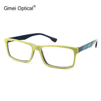 Gmei Оптични T9051 Ацетатные Очила с Пълна Рамки, Правоъгълна Зелена Предната Рамки, Очила за Жени и Мъже, Очила за Очила