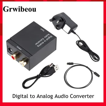 Grwibeou Цифрово-аналогов Аудио Конвертор на Аудио Оптични Влакна Toslink Коаксиален Сигнала в AV R/L Аудио Декодер SPDIF Усилвател на КПР