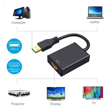 HD Портативен Размер, USB 3.0 КЪМ HDMI-съвместим Аудио Видео Адаптер Кабел Конвертор За Windows 7/8/10 PC 1080P