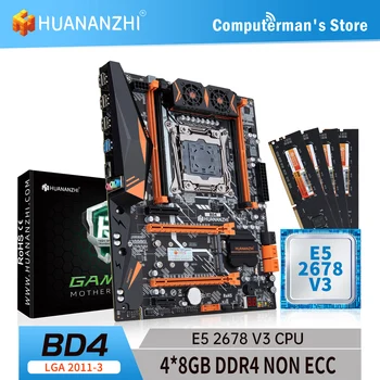 HUANANZHI BD4 дънна Платка комбиниран комплект Процесор Intel XEON E5 2678 V3 Памет 4*8G DDR4 NON-ECC 2400 памет M. 2 NVME NGFF USB
