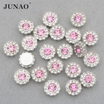 JUNAO 10 мм Розово Цвете Кристал Кристали Flatback Камъни Треска Нокът Crystal за Перли Занитване Машина направи си САМ, Облекло Занаяти