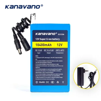 Kanavano Най-добрите 12 В 10AH 10400 mah батерия литиево-йонна батерия за фотоапарат с 12,6 В 1A зарядно устройство ЕС/САЩ включете Безплатна доставка
