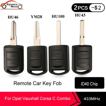 KEYECU Автомобилен Ключ За Vauxhall и Opel Corsa C, Tigra, Combo Meriva Agila 2 Бутона на Дистанционното на Ключа за Носене на Ключодържател 433 Mhz ID40 Чип 5WK48668