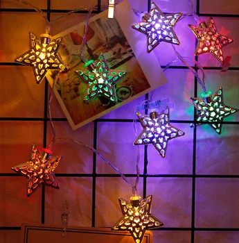 Led Украса на Празничната стая Петолъчна Звезда Геометрично Осветление батерия цветове лека нощ