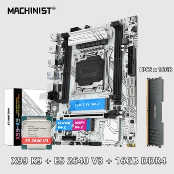 Machinist X99 K9 X99 дънна Платка Комплект Комплект с Xeon E5 2640 V3 LGA 2011-3 Процесор Процесор, 16 GB DDR4 Оперативна Памет Памет Комбо NVME M. 2