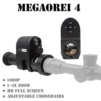 Megaorei 4 Цифров Ловен за Нощно Виждане Инфрачервена Оптика Монокуляр Очите Камера за Пушка 1080P HD 4x Увеличение Регулируема Кръстче