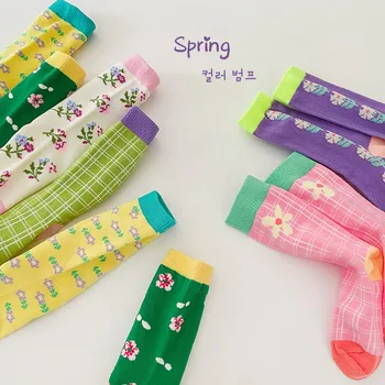 MILANCEL Детски Чорапи Цветни Памучни Чорапи За Момичета Корейски Ежедневните Детски Чорапи