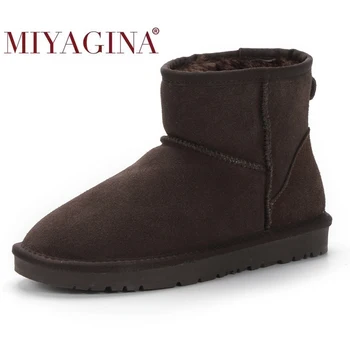 MIYAGINA/2022, Нови Модни Зимни обувки от 100% естествена телешка кожа, австралийски класически Дамски Обувки, топли зимни обувки За Жени