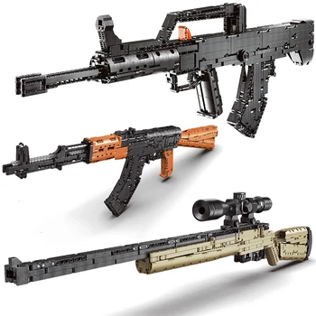 MOC Военни Униформи AK47 Пушка Модел Строителни Блокове Творчески Експертни Идеи M24 Снайпер Тухли Играчки За Деца Коледен Подарък