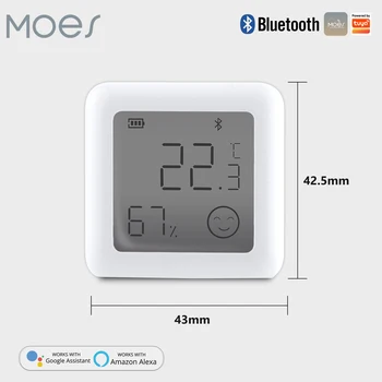 MOES Sasha Bluetooth Термометър 1-6 бр. Интелигентен Сензор за Температура и Влажност на въздуха LCD екран, Безжичен Влагомер за Дистанционно Управление на Алекса
