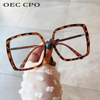 OEC CPO Реколта Квадратни Очила В Рамки Женски Мъжки Модни Големи Очила С Прозрачни Лещи Дамски Рамки За Очила
