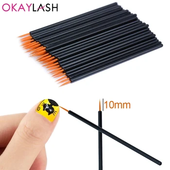 OKAYLASH 50 бр./лот, Черна дръжка, за многократна употреба на Гел-слой, четка за дизайн на ноктите, Писалка за рисуване, Инструменти за грим