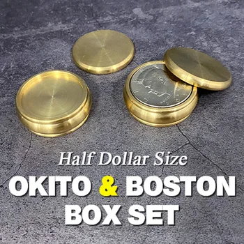 Okito & Boston Box Set (Размер в полдоллара) Магически Трик Монета се Появява, Изчезва Магията на един Магьосник в Близък План на една Илюзия Трик Подпори Ментализм