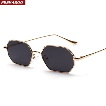 Peekaboo малки правоъгълни слънчеви очила мъжки 2019 метална дограма за полигональные женски червени лещи слънчеви очила мъжки златни унисекс uv400
