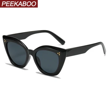Peekaboo ретро слънчеви очила за жени леопардовые кафяви нитове бижута дамски слънчеви очила котешко око женски uv400 хит на продажбите 2023