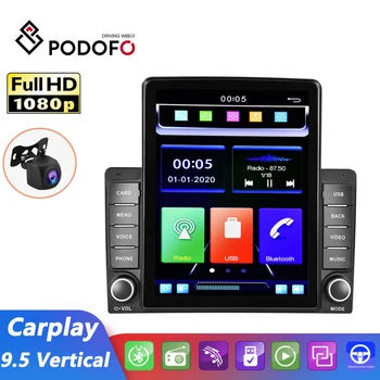 Podofo 2din Радиото в автомобила Универсален 9,5 Инчов Вертикален Екран, Мултимедия и Видео Carplay Огледалната Връзка Bluetooth волан Управление на