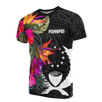 Pohnpei Микронезийская Тениска С изображение на Хибискус, тениски с 3D принтом, тениски в стил Харадзюку, Мъжки И Дамски тениски С Къс Ръкав 01