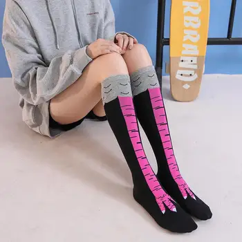 Qisin/ Женски Сексуални Персонализирани Чорапи, Дамски забавни чорапи с дымоходом, Сладки чорапи над коляното, Тънки чорапи с пиле крака