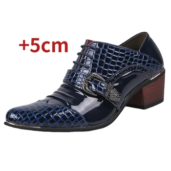 Qmaigie/обувки на асансьора за мъже, луксозни Официални Обувки, Сватбени Кожени Модела Обувки на Висок ток, Мъжки Oxfords с остри пръсти, увеличаване на...