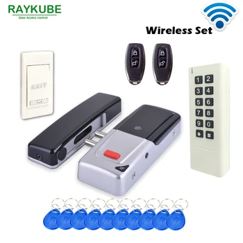 RAYKUBE Нов Безжичен 433 Mhz Комплект за Контрол на Достъп за Безжична Електрическа Врата на RFID Заключване на Клавиатурата на Дистанционното Управление Бутон за Изход