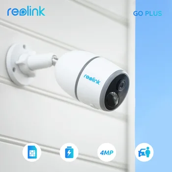 Reolink GO Plus 4-Мегапикселова камера, Батерия 4G Сим-Карта, Мрежова Камера Диво Видеонаблюдение IP камера LTE Откриване на Автомобила Камера за Сигурност