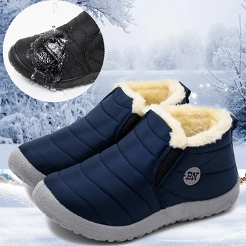 Rimocy/Непромокаеми Зимни обувки, Женски Дебели Топли Ботильоны с дълъг плюшем, Големи Размери 36-47, Обувки с памучна подплата, дамски Зимни обувки 2021 г. върху плоска подметка
