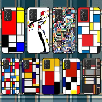 RUICHI Баухаус стил абстрактен Пийт Мондриан Калъф За Телефон Samsung Galaxy А02 A12 A21 A22 A32 A41 A42 A51 A71 A72 под формата На Миди