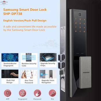 SAMSUNG Smart Fingerprint Цифрова Система за Заключване на вратите SHP-DP738 Сигурност Автоматичен Електронен Домашен Заключване Английската Версия Парола, Карта, Ключ