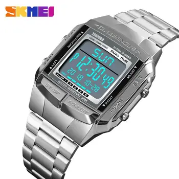 SKMEI 1381 Спортни Мъжки дигитален Часовник Алармен часовник Мъжки Часовник С Голям Циферблат Стъкло Огледално Часовници Модни Улични Relogio Masculino