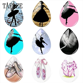 TAFREE Балетные Танцови сълза форма Кабошоны 18*25 мм, Артистична Снимка Ръчно изработени Стъклени сълза форма Кабошоны, Бижута, Аксесоари