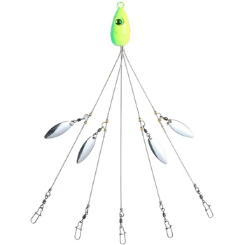 Teyssor 5 Arms Alabama Umbrella Rig Риболовна Стръв, Примамки с Бочкообразными Вертлюгами за Окуневых Примамки