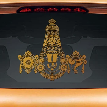 Tirupati Баладжи Индуизма Символ на Знака Ом Татуировка Дизайн на Колата Стикер На Прозореца Стикер На Стената Стенописи Отзад Бял/черен L1159