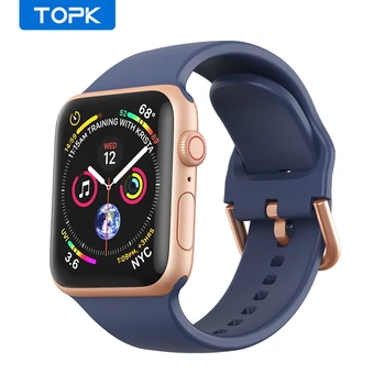 TOPK MP10 Мек Силиконов Ремък За Apple Watch Band 44 мм 40 мм 38 42 мм Smartwatch Каишка За Часовник Гривна iWatch Series 3 4 5 6 SE Band