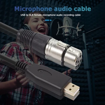USB Мъжки към 3-Пинов XLR Женски Адаптер аудио кабел за Микрофон Караоке Пеене Адаптер Сплитер аудио кабел