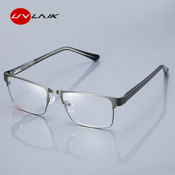 UVLAIK Очила За Четене От Неръждаема Стомана, Мъжки Бизнес Очила С Анти-Синя Светлина, Оптични Очила, Мъжки Здрави Метални Очила За Далекогледство