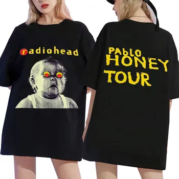Vintage Рядко!! Тениска Radiohead Pablo Honey Tour, Мъжки и Дамски Ежедневни тениска с Кръгло деколте, Висококачествени Тениски с Принтом, Градинска Облекло Оверсайз