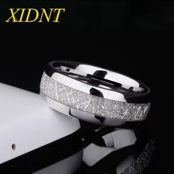 XIDNT Мода За Мъже от 8 мм Сребро Неръждаема Стомана Ретро Метеорит, Модел на Сватбени Годеж Пръстен Потребителското си Име Изключителен Подарък