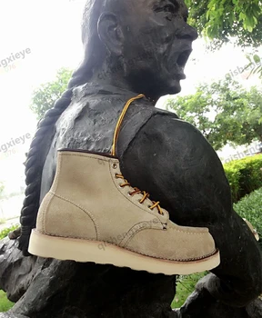 YQ8173 Rock Can Roll Супер Качествени италиански обувки от телешка кожа, Здрави Стилни Велурени обувки на Goodyear с прорези ръчна изработка, Размер 35-49