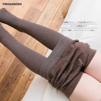 YWHUANSEN/Чорапогащи за момичета с руното облицовка от 3 до 12 години, Плътни Топли Детски Панталони за есента-зимата, Детски Чорапогащи с висока еластичност