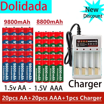 Акумулаторна батерия от 1,5, AAA 8800 mah + AA 9800 mah, алкална технология, подходящ за дистанционно управление, детски играчки / компютри и т.н