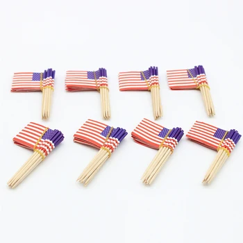 Американски Флаг Избира Храна Мини Плодови Клечка За Зъби И Хартия Флаг Избира Храна Коктейл Декор На Тортата Клечки За Зъби Cupcake Парти