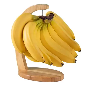 Бананова Окачване На Куката На Държач За Банани Банан Закачалка Бамбук Притежателя Поставка Здрава Плодови Витрина С Кука За Дома Или Бар-Плотове