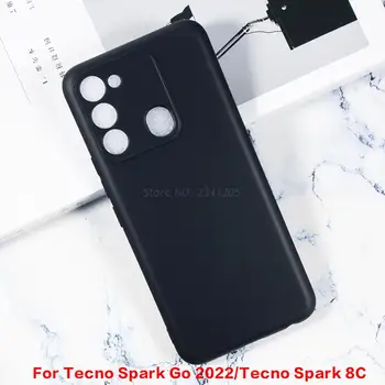 Вграден калъф за Tecno Spark Go 2022 Мек черен калъф от TPU За телефони Tecno Spark 8C калъф за Носене на Spark Go 2022 Калъф и капак