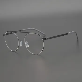 Висококачествена сверхлегкая титановая овални рамки за очила за мъже и жени при късогледство, оптични очила за четене на рецепта, Градиентные лещи