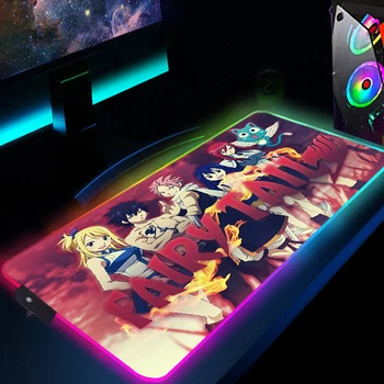 Голям RGB Клавиатура подложка за мишка с Аниме, Манга Fairy Tail Подложки За Мишка Геймърска Подложка За Мишка XL Led Високоскоростен Компютър Аксесоари за Тенис на Мат