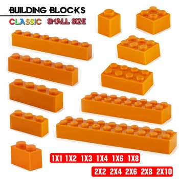 Градивен елемент на 1x4 дървен материал 1X8 2X6 2X10 дупка Оранжево тухла основни аксесоари образование творчеството съвместим марка градивен елемент играчки